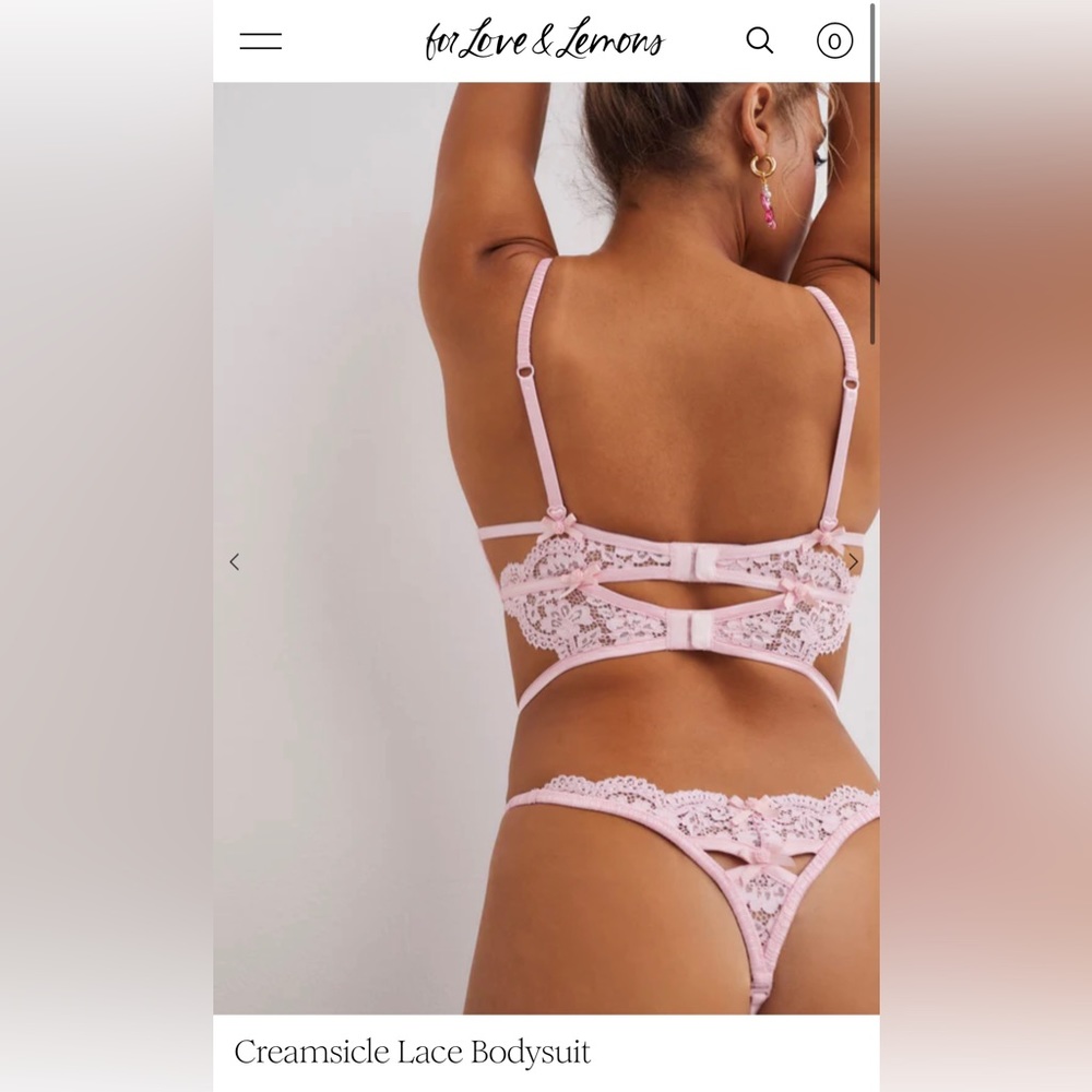 NWOT For Love & Lemons Creamsicle Lace Bodysuit Teddy - Picture 4 of 14